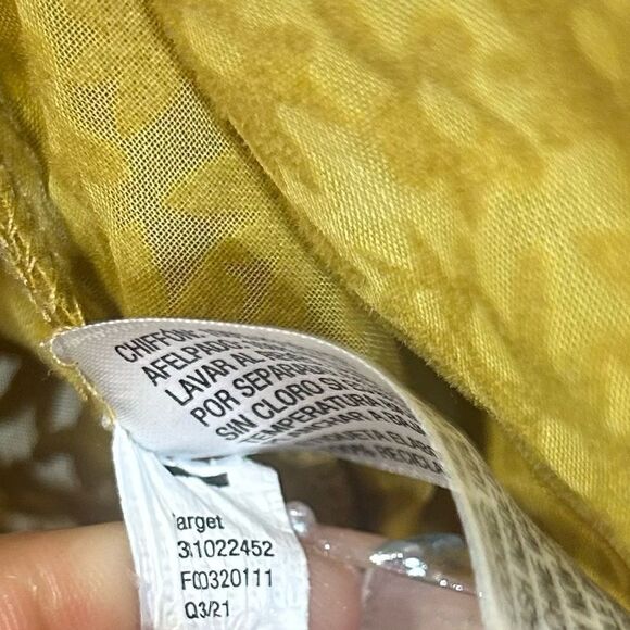 2/$30 Wild Fable Bell Long Sleeve Tie-Front Blouse Mustard Yellow Floral - Picture 11 of 11